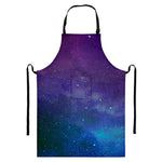 Purple Turquoise Galaxy Space Print Bib Apron With Pocket