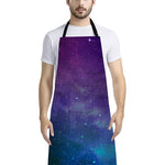 Purple Turquoise Galaxy Space Print Bib Apron With Pocket