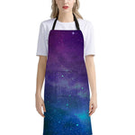 Purple Turquoise Galaxy Space Print Bib Apron With Pocket