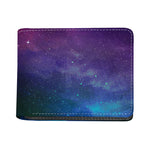 Purple Turquoise Galaxy Space Print Bifold Wallet