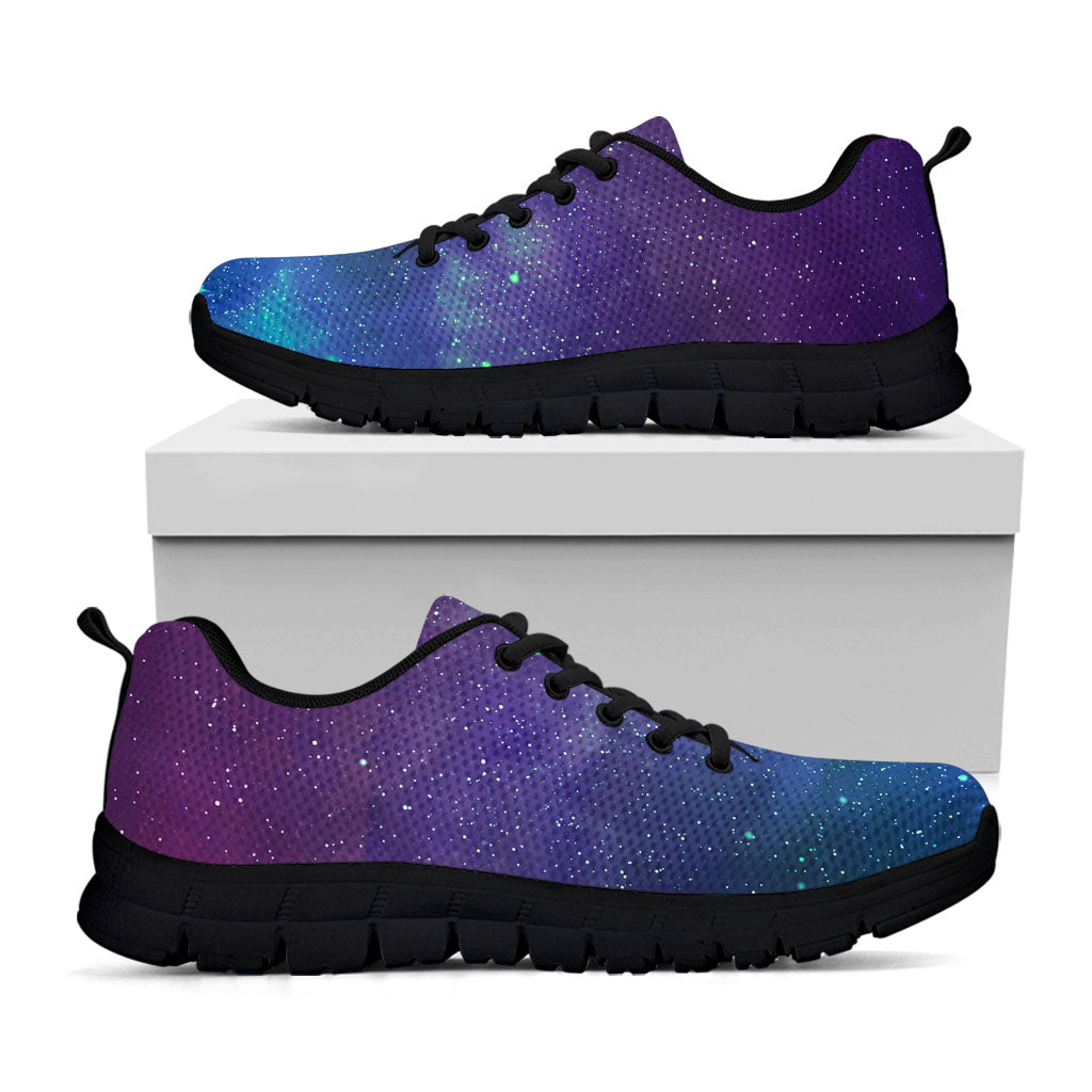 Purple Turquoise Galaxy Space Print Black Running Shoes