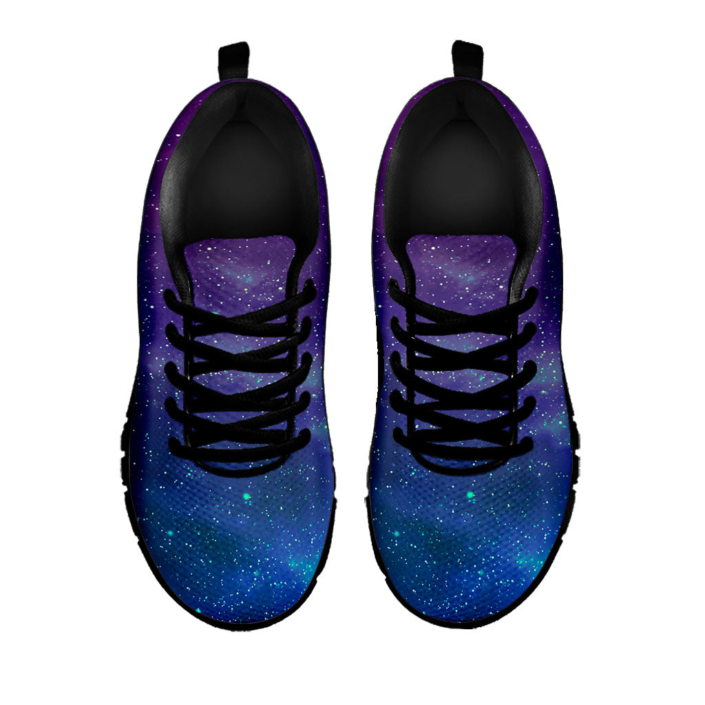 Purple Turquoise Galaxy Space Print Black Running Shoes
