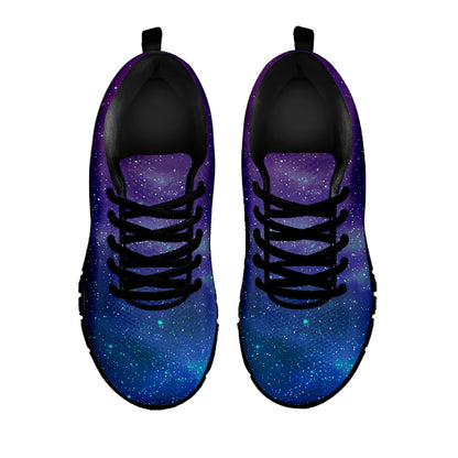 Purple Turquoise Galaxy Space Print Black Running Shoes