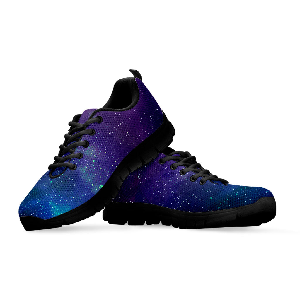 Purple Turquoise Galaxy Space Print Black Running Shoes