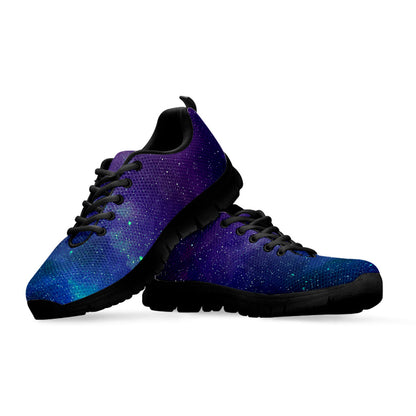 Purple Turquoise Galaxy Space Print Black Running Shoes