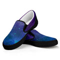 Purple Turquoise Galaxy Space Print Black Slip On Sneakers