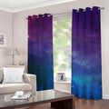 Purple Turquoise Galaxy Space Print Dimout Grommet Curtains