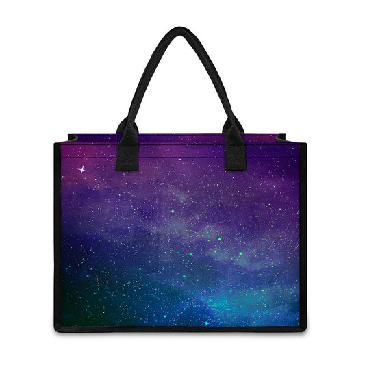 Purple Turquoise Galaxy Space Print Canvas Tote Bag