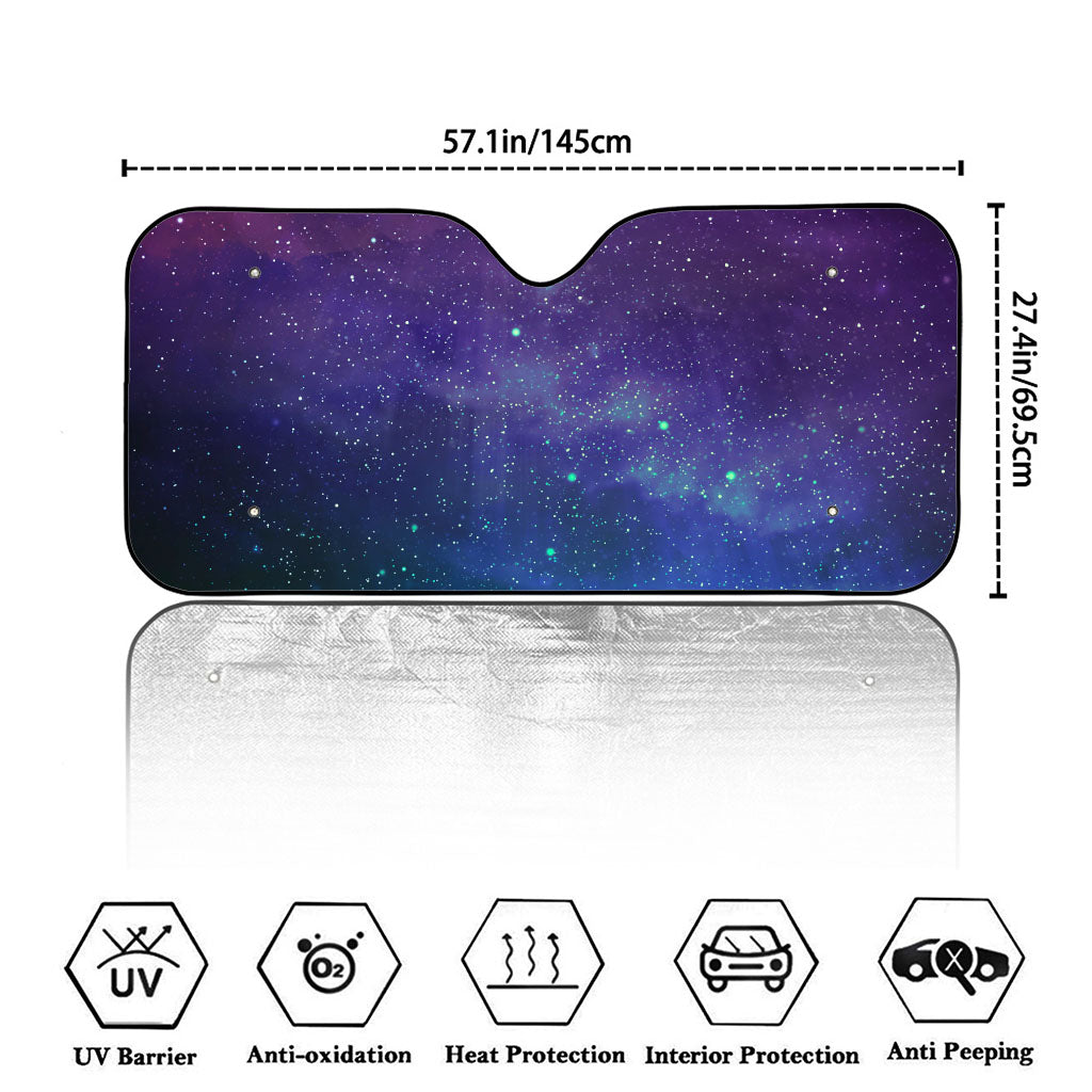 Purple Turquoise Galaxy Space Print Car Windshield Sun Shade