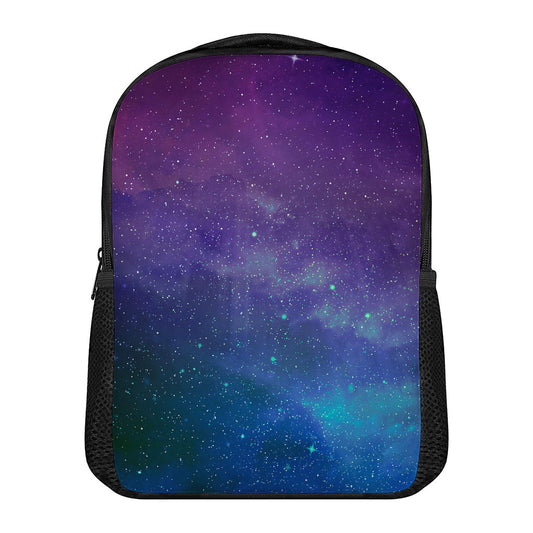Purple Turquoise Galaxy Space Print Casual Backpack