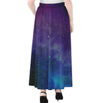 Purple Turquoise Galaxy Space Print Chiffon Maxi Skirt
