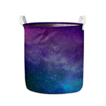 Purple Turquoise Galaxy Space Print Collapsible Laundry Basket