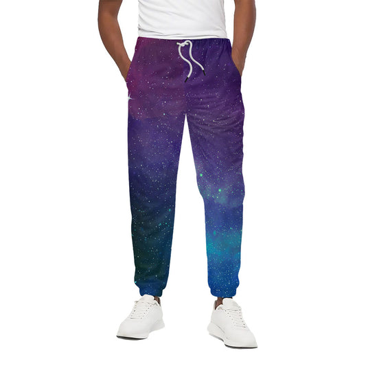Purple Turquoise Galaxy Space Print Cotton Pants