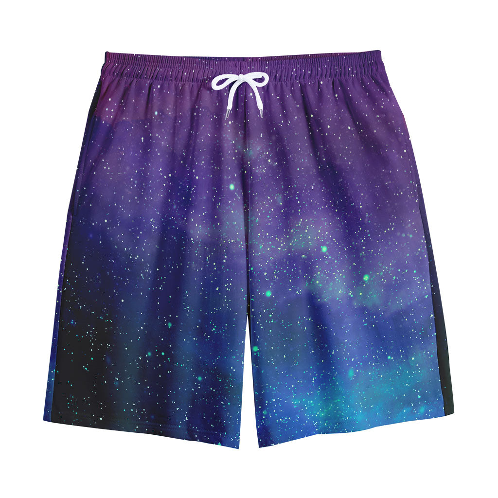 Purple Turquoise Galaxy Space Print Cotton Shorts
