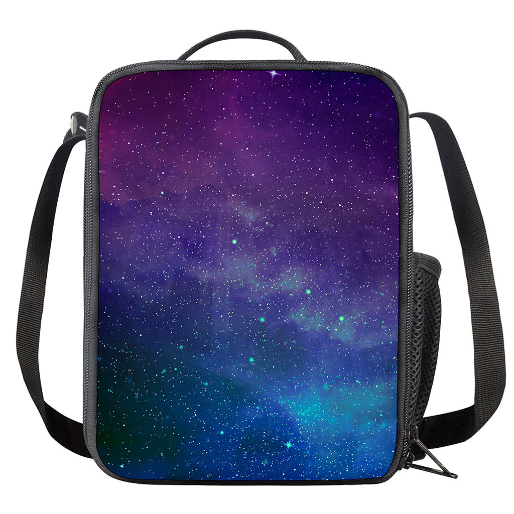 Purple Turquoise Galaxy Space Print Crossbody Lunch Bag