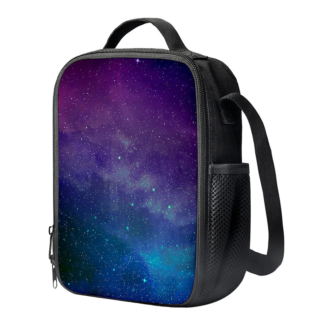 Purple Turquoise Galaxy Space Print Crossbody Lunch Bag