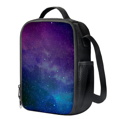 Purple Turquoise Galaxy Space Print Crossbody Lunch Bag