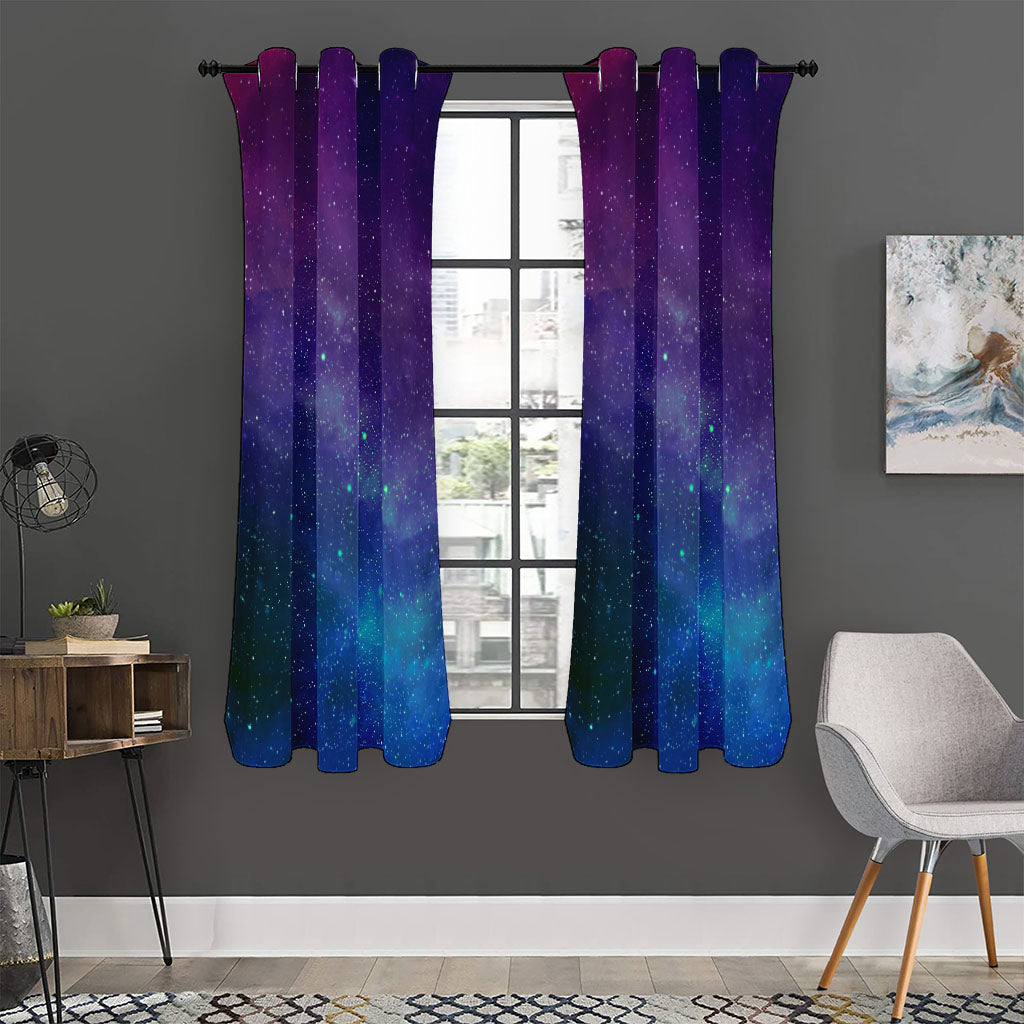 Purple Turquoise Galaxy Space Print Curtain