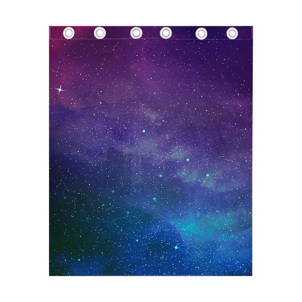 Purple Turquoise Galaxy Space Print Curtain