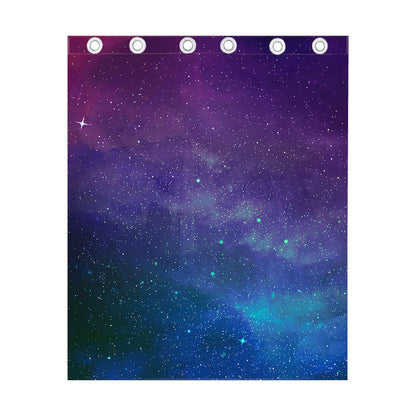 Purple Turquoise Galaxy Space Print Curtain