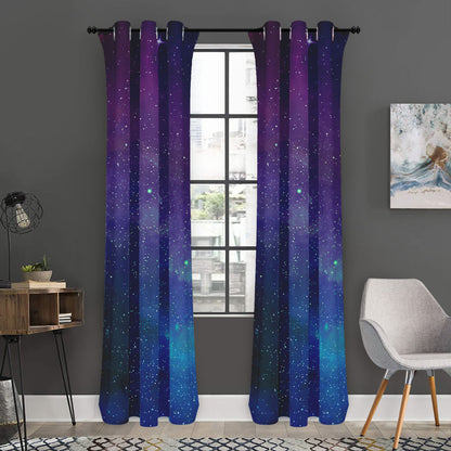 Purple Turquoise Galaxy Space Print Curtain