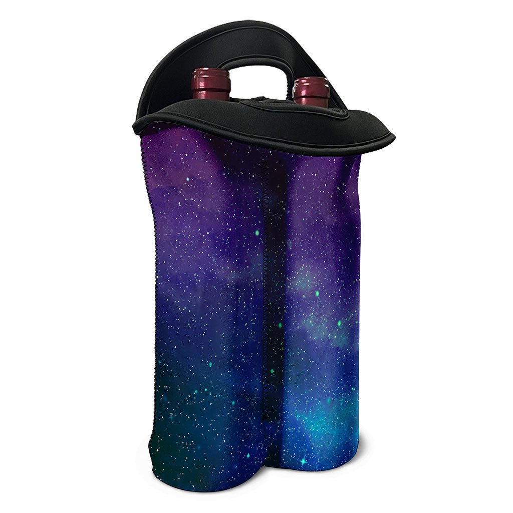 Purple Turquoise Galaxy Space Print Double Neoprene Wine Tote