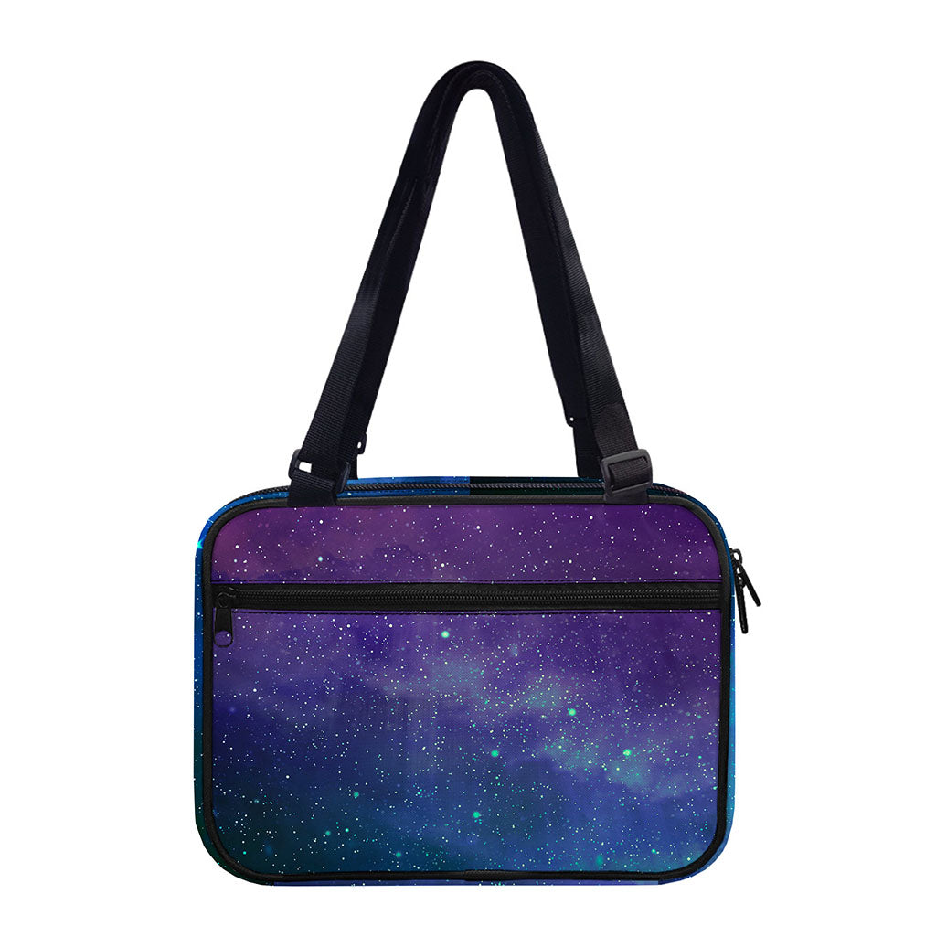 Purple Turquoise Galaxy Space Print Double Strap Bible Bag