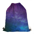 Purple Turquoise Galaxy Space Print Drawstring Bag