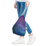 Purple Turquoise Galaxy Space Print Drawstring Bag