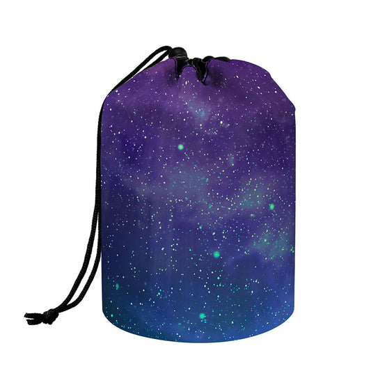 Purple Turquoise Galaxy Space Print Drawstring Makeup Bag