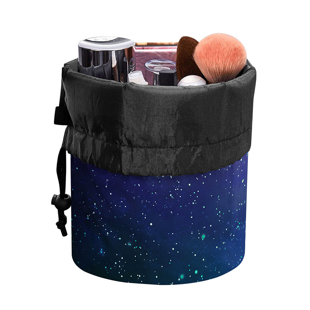 Purple Turquoise Galaxy Space Print Drawstring Makeup Bag