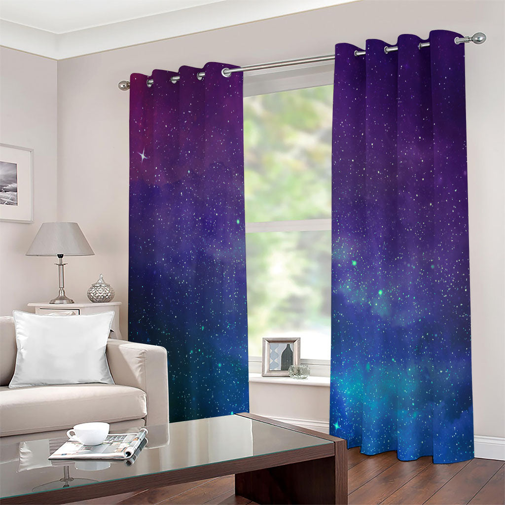 Purple Turquoise Galaxy Space Print Extra Wide Grommet Curtains