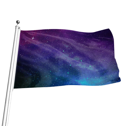 Purple Turquoise Galaxy Space Print Flag