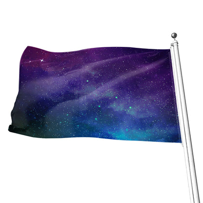 Purple Turquoise Galaxy Space Print Flag