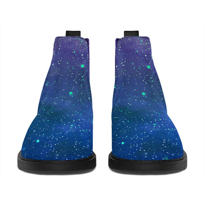 Purple Turquoise Galaxy Space Print Flat Ankle Boots