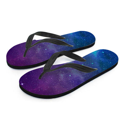 Purple Turquoise Galaxy Space Print Flip Flops