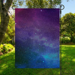 Purple Turquoise Galaxy Space Print Garden Flag