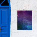 Purple Turquoise Galaxy Space Print Garden Flag
