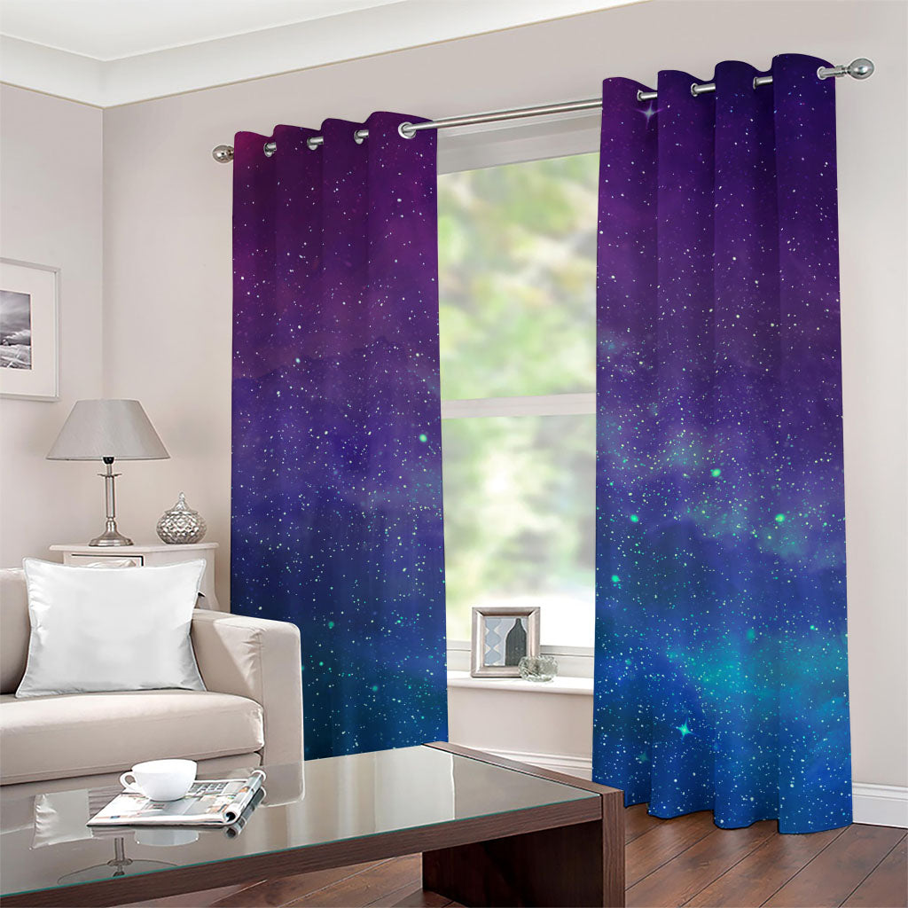 Purple Turquoise Galaxy Space Print Grommet Curtains