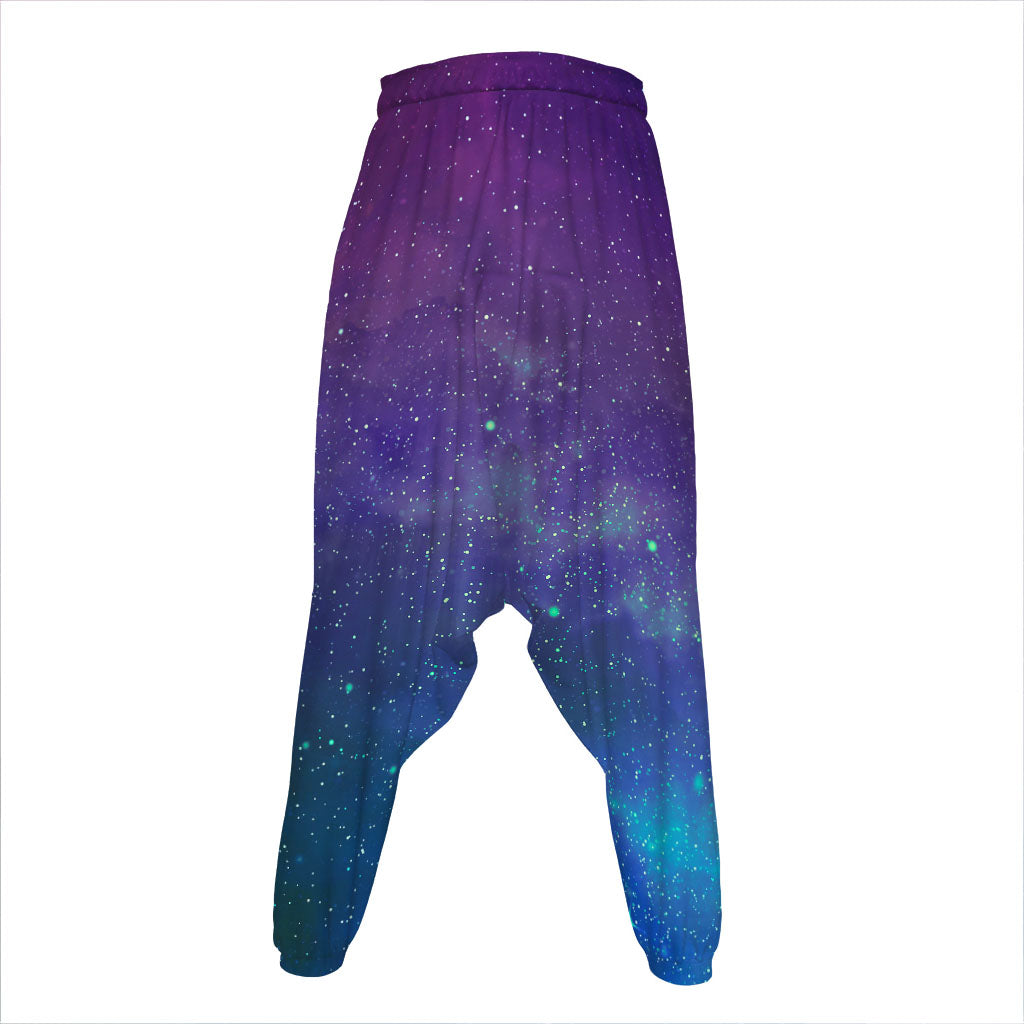 Purple Turquoise Galaxy Space Print Hammer Pants
