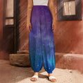 Purple Turquoise Galaxy Space Print Harem Pants
