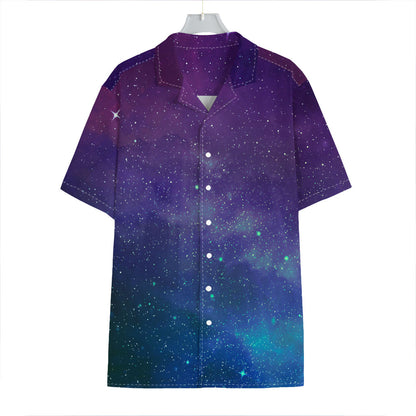 Purple Turquoise Galaxy Space Print Hawaiian Shirt