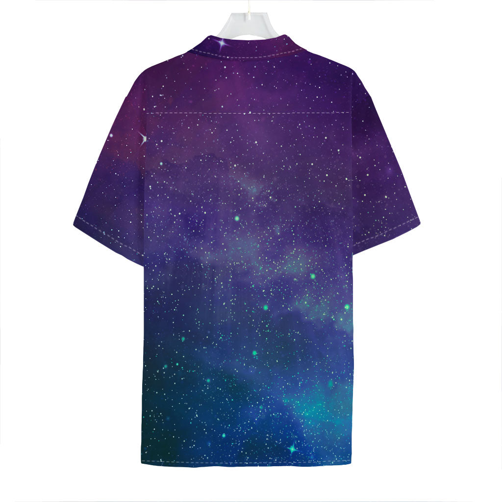 Purple Turquoise Galaxy Space Print Hawaiian Shirt