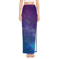 Purple Turquoise Galaxy Space Print High Slit Maxi Skirt