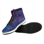Purple Turquoise Galaxy Space Print High Top Leather Sneakers