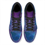 Purple Turquoise Galaxy Space Print High Top Leather Sneakers