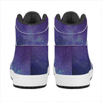 Purple Turquoise Galaxy Space Print High Top Leather Sneakers