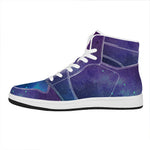 Purple Turquoise Galaxy Space Print High Top Leather Sneakers