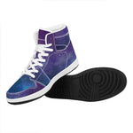 Purple Turquoise Galaxy Space Print High Top Leather Sneakers