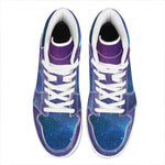Purple Turquoise Galaxy Space Print High Top Leather Sneakers